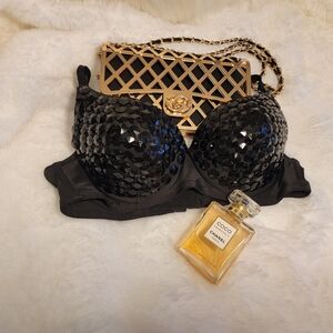 Elegant Black Sequin Bra